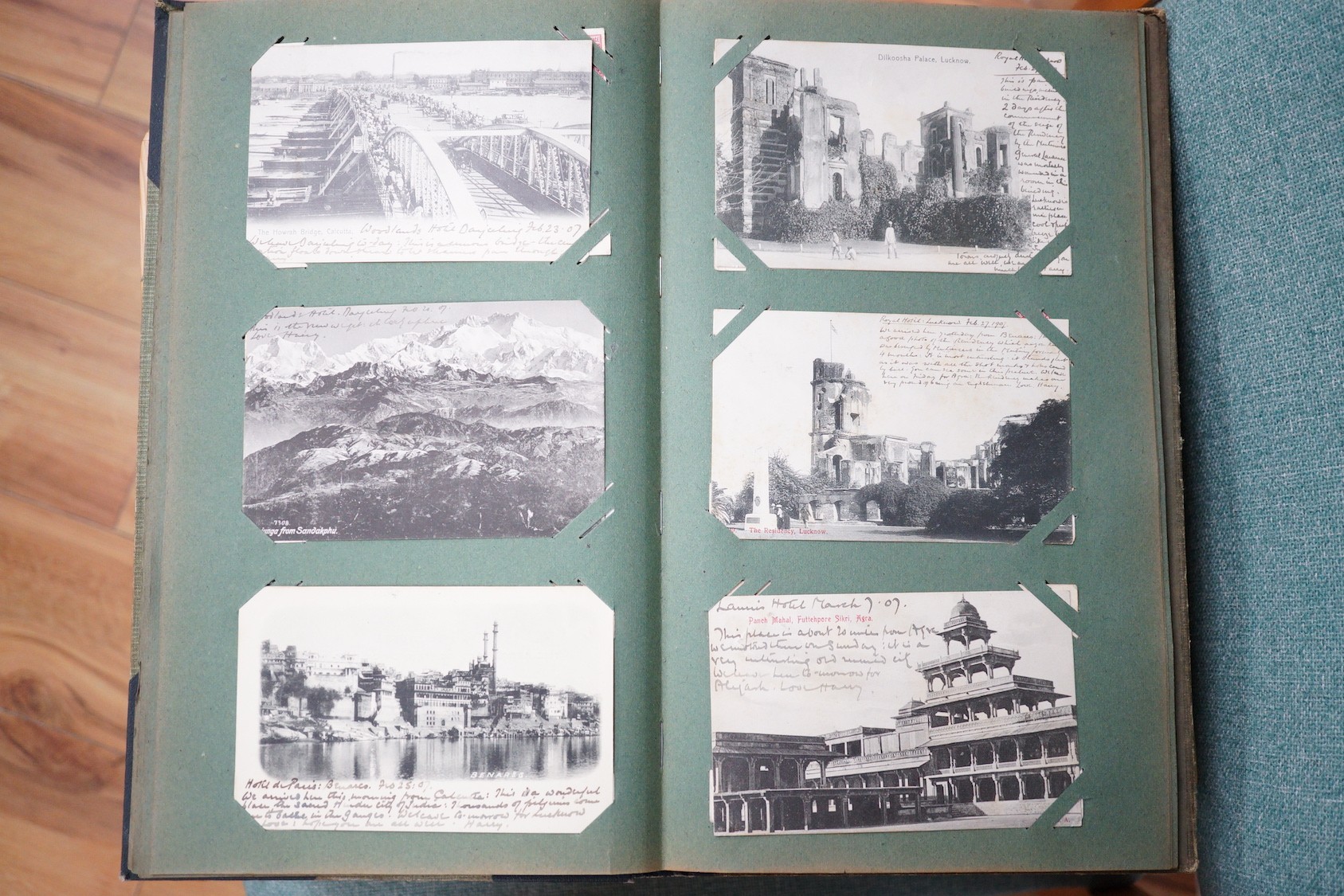 An Edwardian Postcard album collected and mainly received by Muriel MacGeagh following a World tour by her brother, Col. Sir Henry F. MacGeagh and an unknown companion, during 1906, including views of some of the worlds